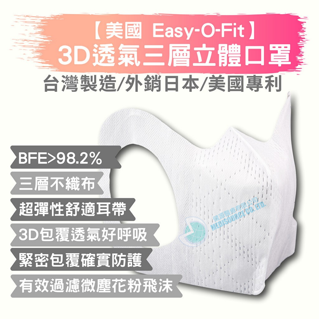 【台灣製造】Easy-O-Fit 3D三層立體口罩